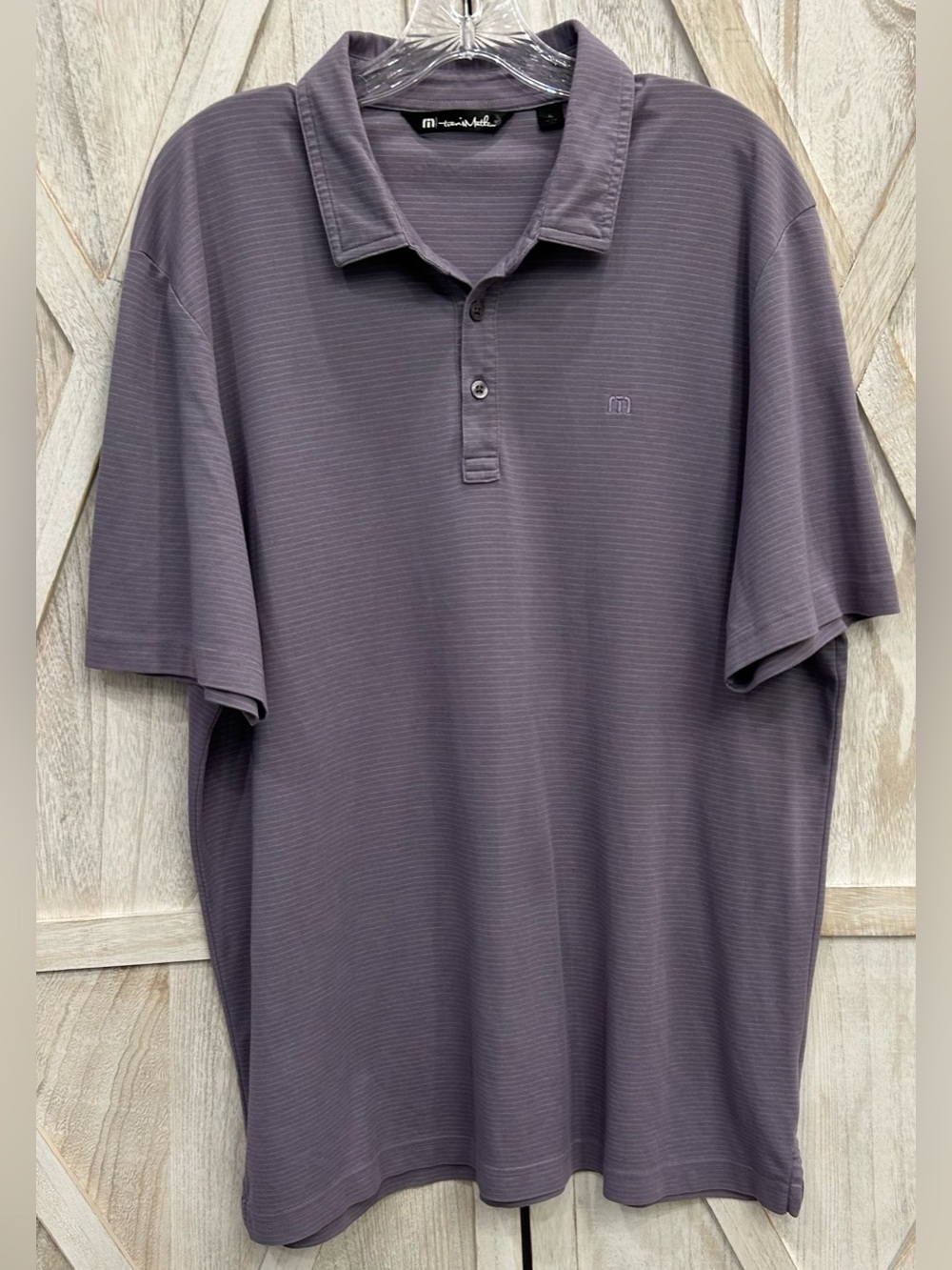 Travis Mathew Polo Men’s XL Purple Micro Stripe Pima Cotton